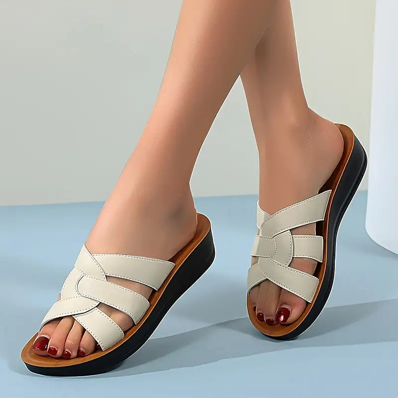 Sandalias ortopédicas y ultra livianas con con tiras cruzadas en cuero ✨MEGA OFERTA CON 50% DCTO