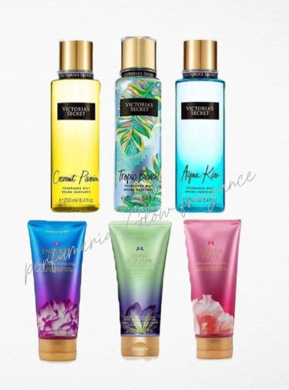 SÚPER PROMO💥3 splash Victoria Secret ORIGINAL tapa Dorada+ GRATIS 3 cremas Victoria Secret